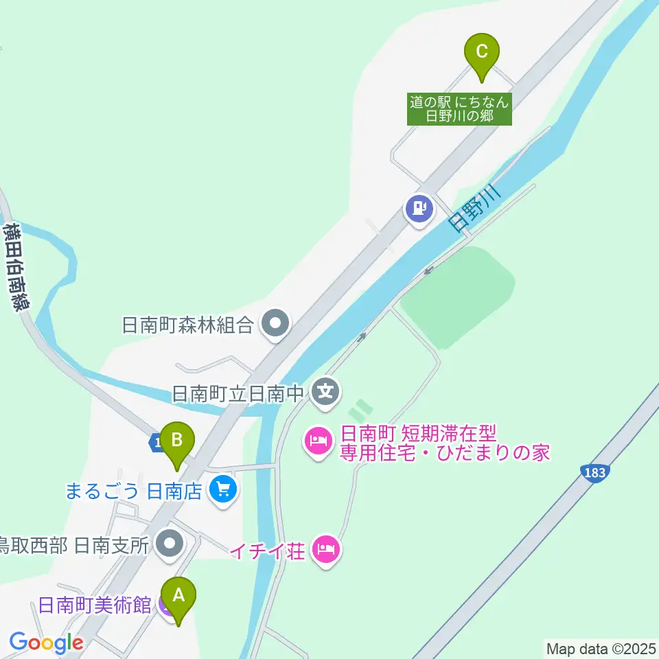 日南町総合文化センターさつきホール周辺のファミレス・ファーストフード一覧地図