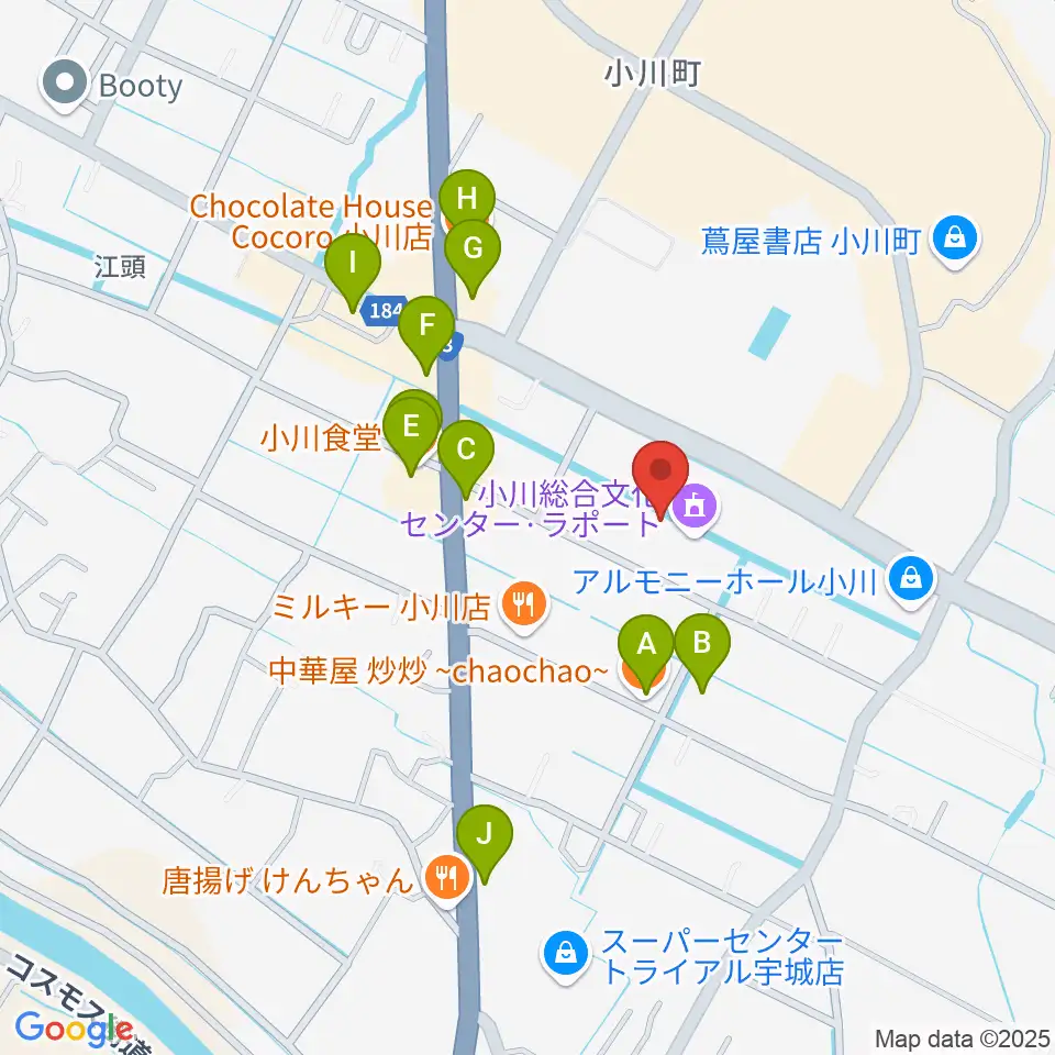 小川総合文化センター ラポート周辺のファミレス・ファーストフード一覧地図