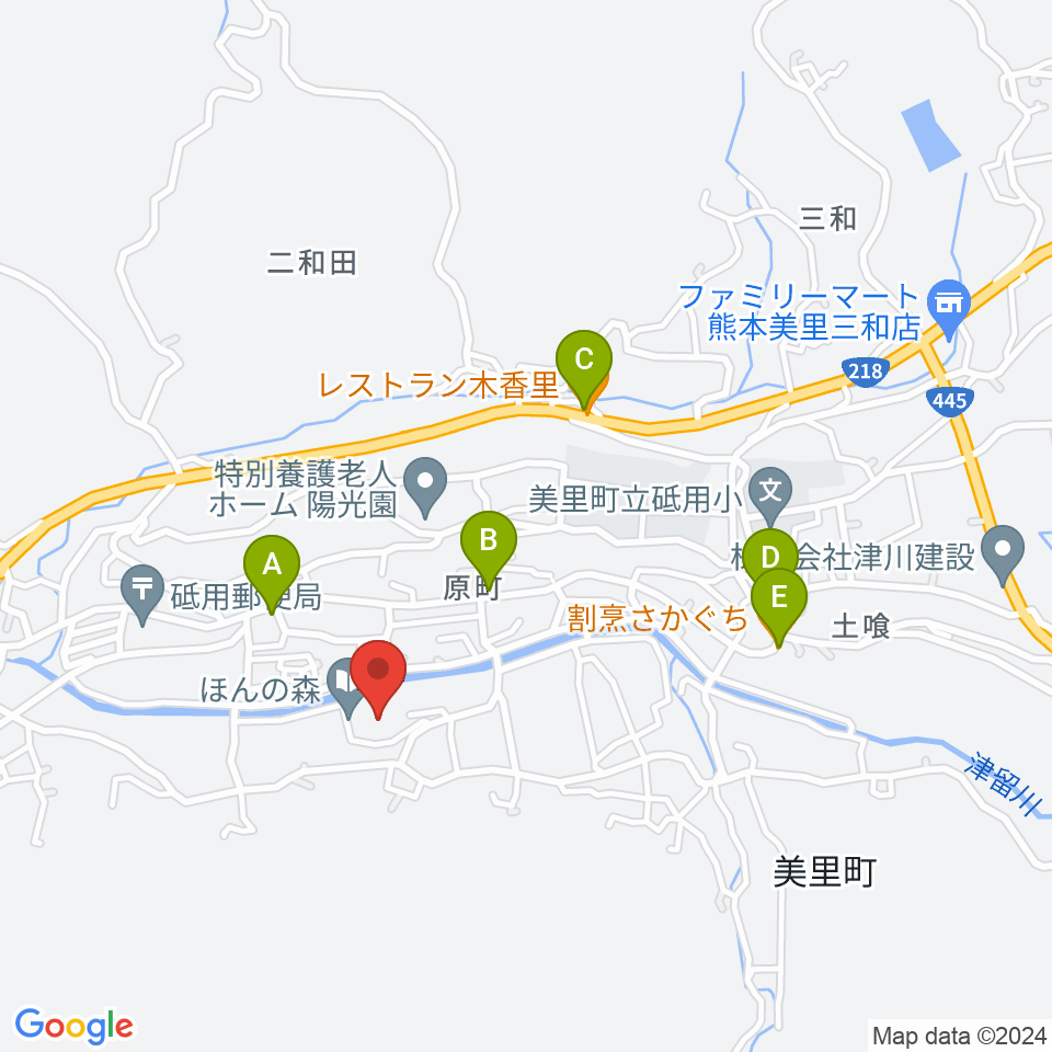 美里町文化交流センターひびき周辺のファミレス・ファーストフード一覧地図