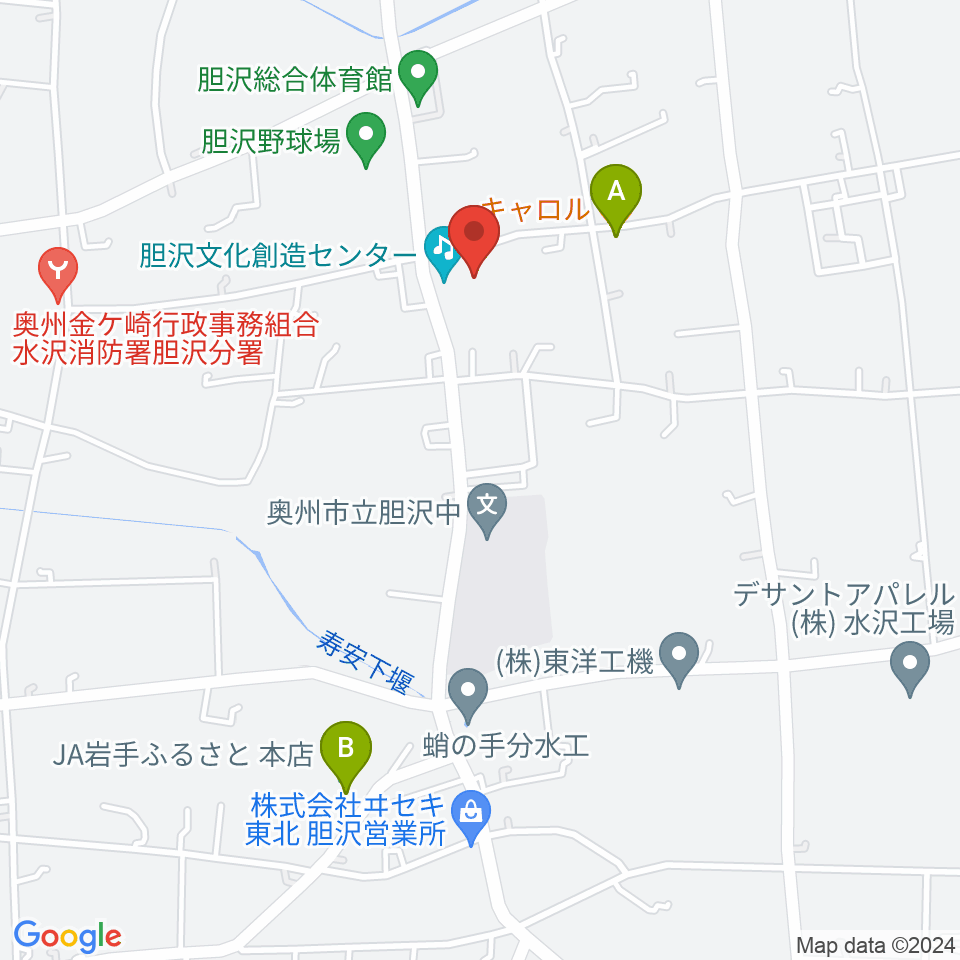 胆沢文化創造センター周辺のファミレス・ファーストフード一覧地図