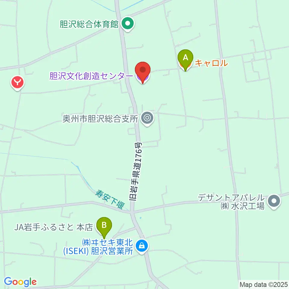 胆沢文化創造センター周辺のファミレス・ファーストフード一覧地図