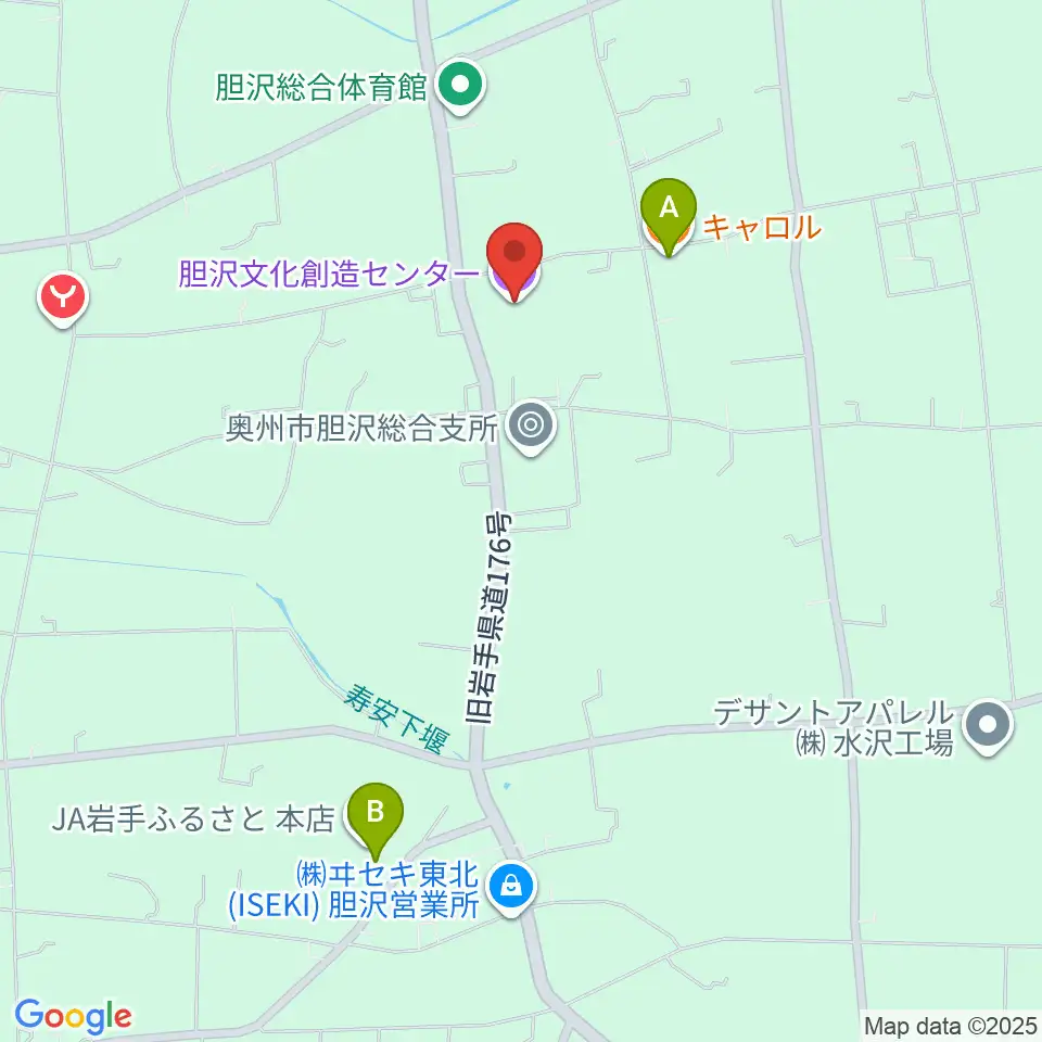 胆沢文化創造センター周辺のファミレス・ファーストフード一覧地図