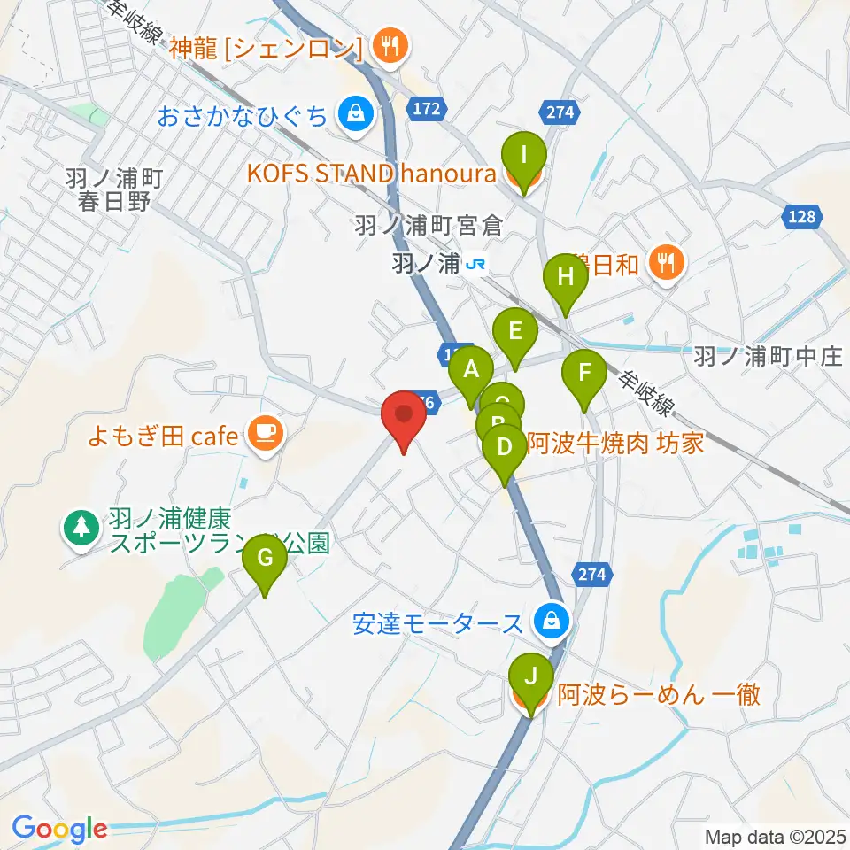 コスモホール（阿南市情報文化センター）周辺のファミレス・ファーストフード一覧地図