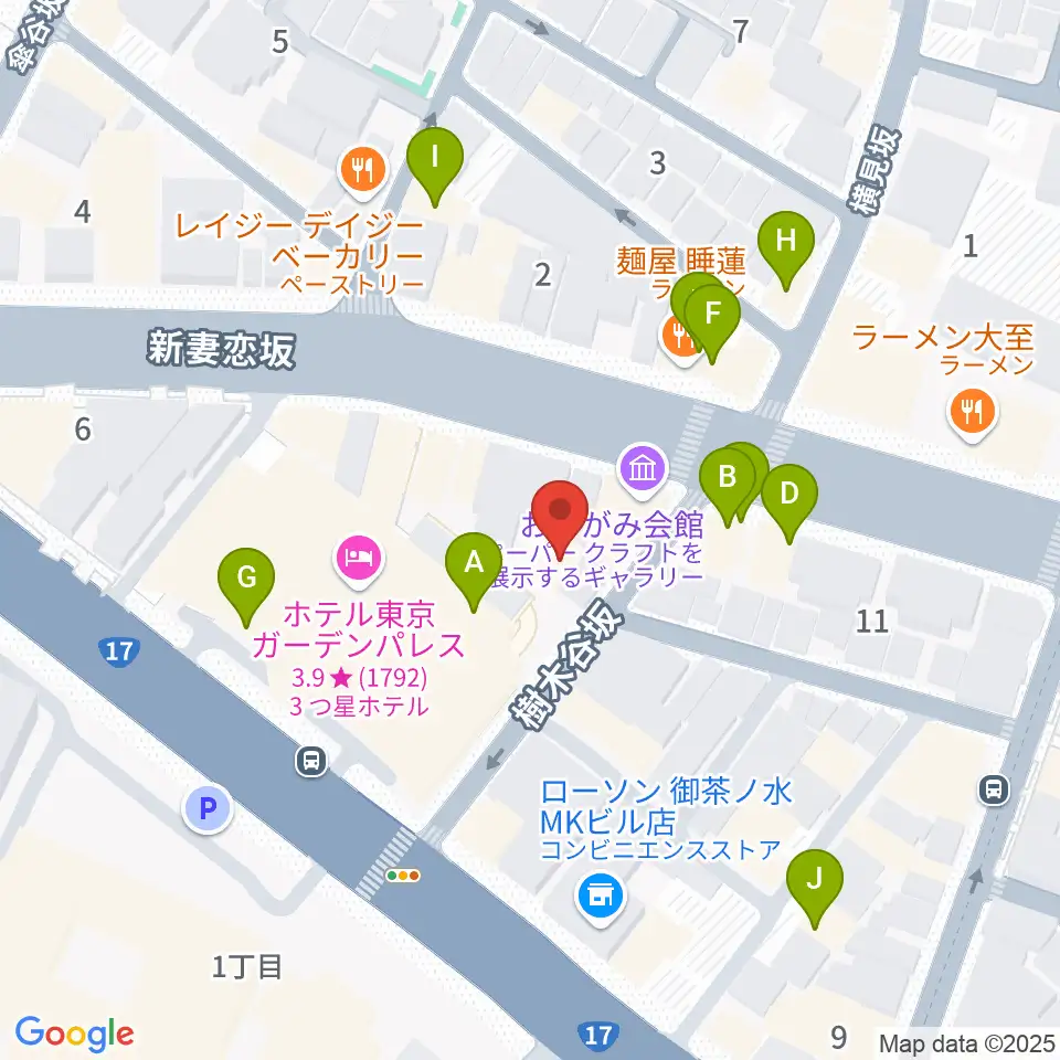 御茶ノ水KAKADO周辺のファミレス・ファーストフード一覧地図