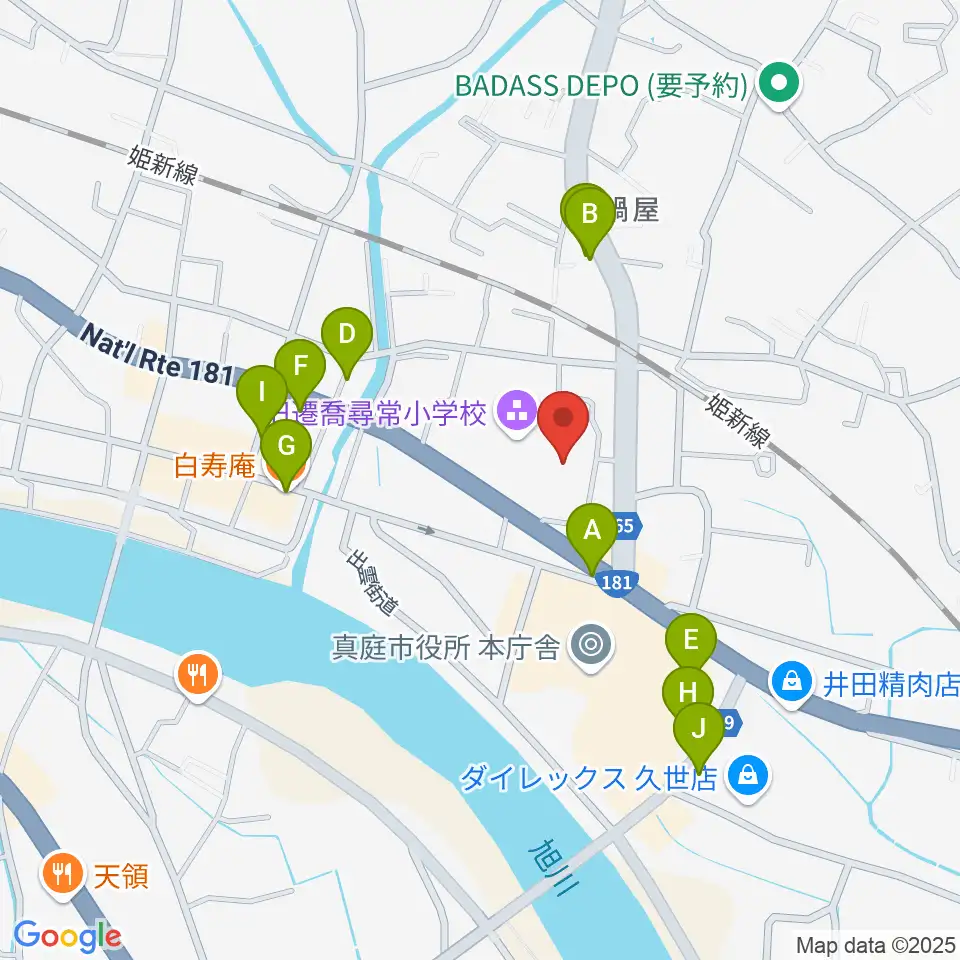 久世エスパスホール周辺のファミレス・ファーストフード一覧地図