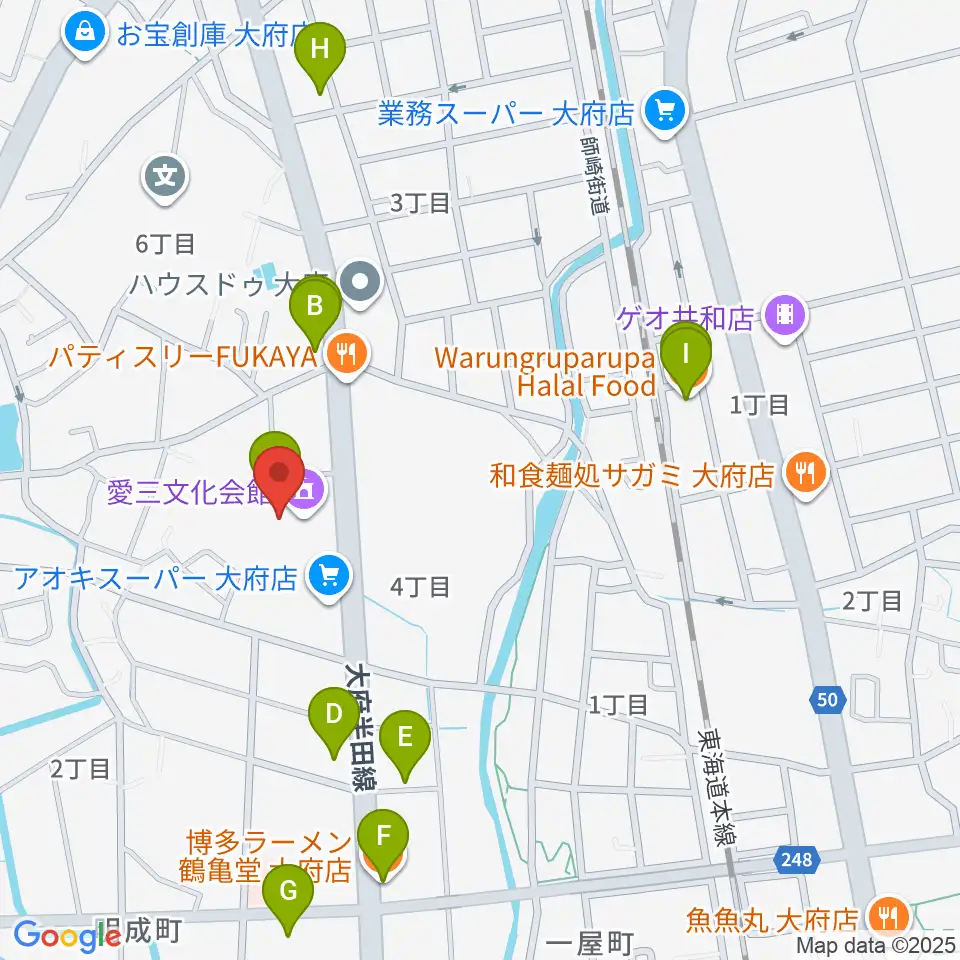 愛三文化会館周辺のファミレス・ファーストフード一覧地図