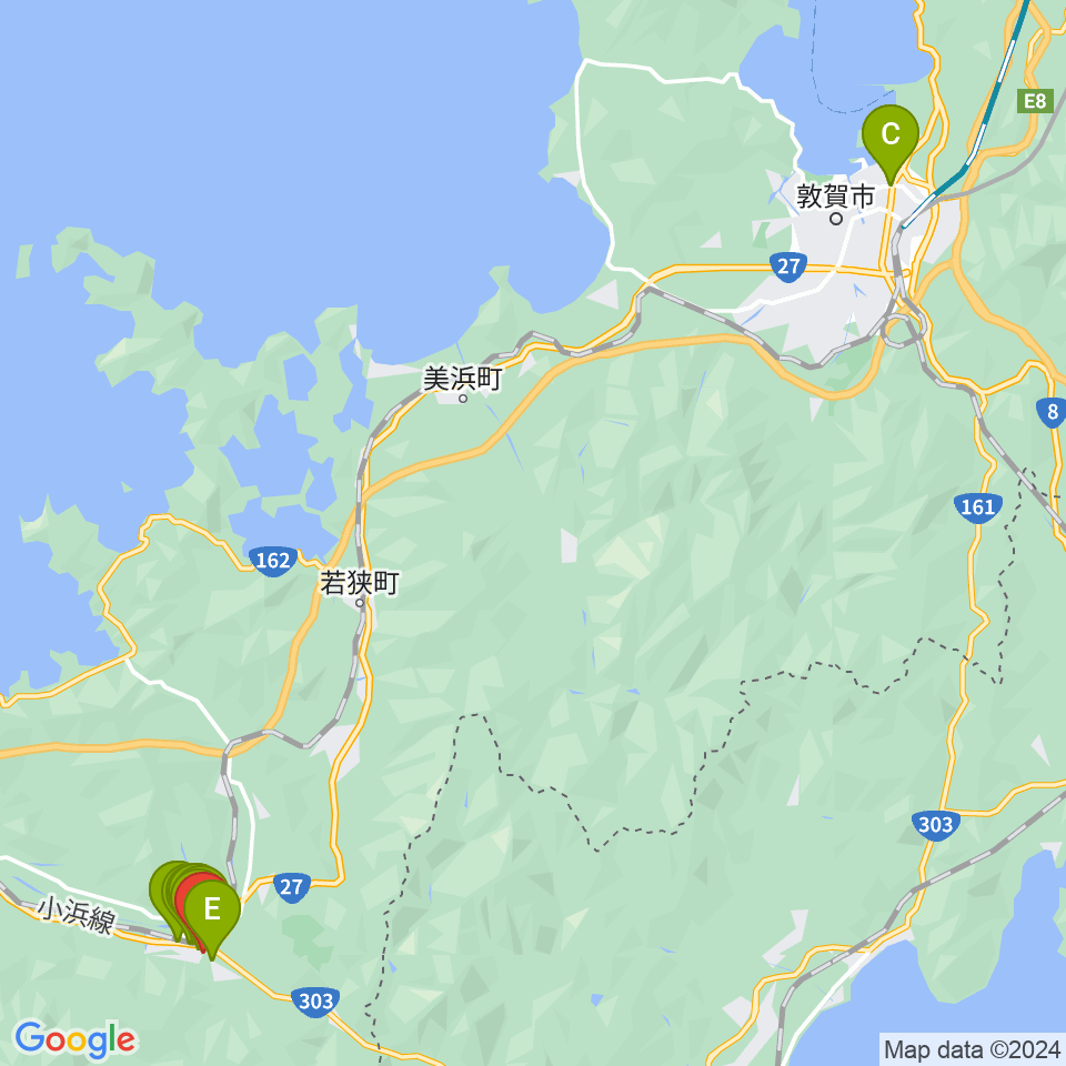 パレア若狭周辺のファミレス・ファーストフード一覧地図