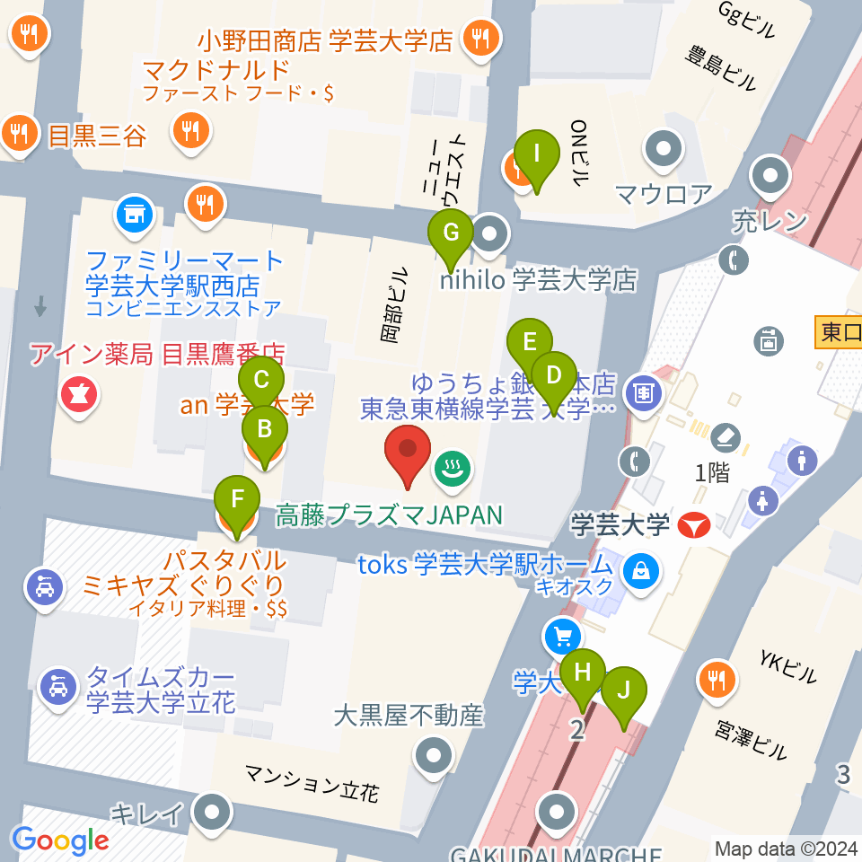 A-TRAIN周辺のファミレス・ファーストフード一覧地図