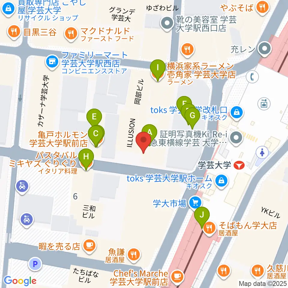 A-TRAIN周辺のファミレス・ファーストフード一覧地図