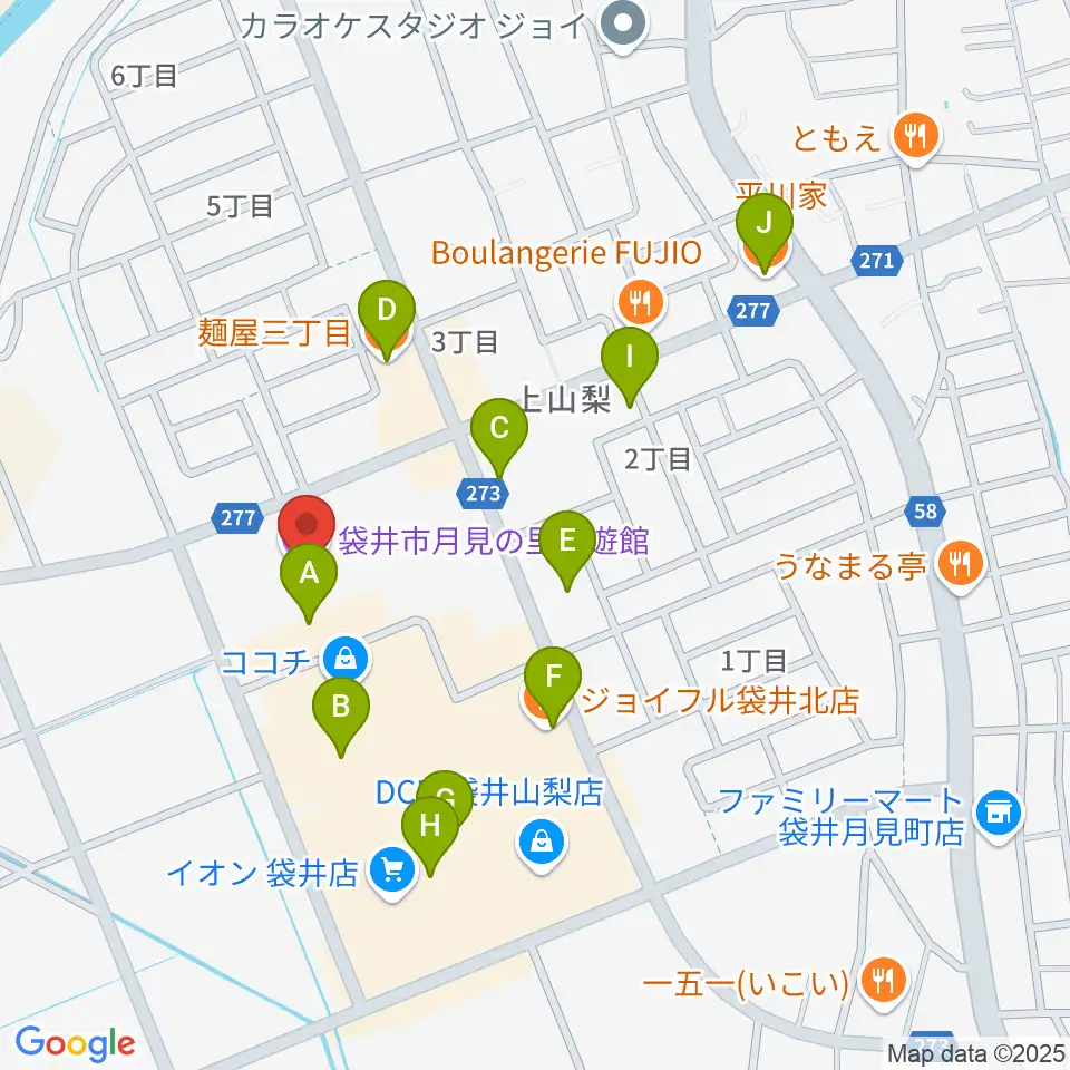 袋井市月見の里学遊館 うさぎホール周辺のファミレス・ファーストフード一覧地図