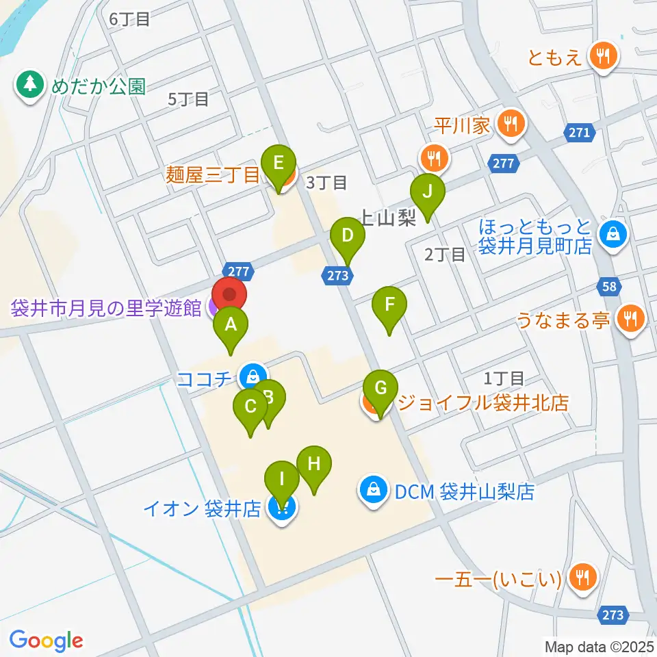 袋井市月見の里学遊館 うさぎホール周辺のファミレス・ファーストフード一覧地図