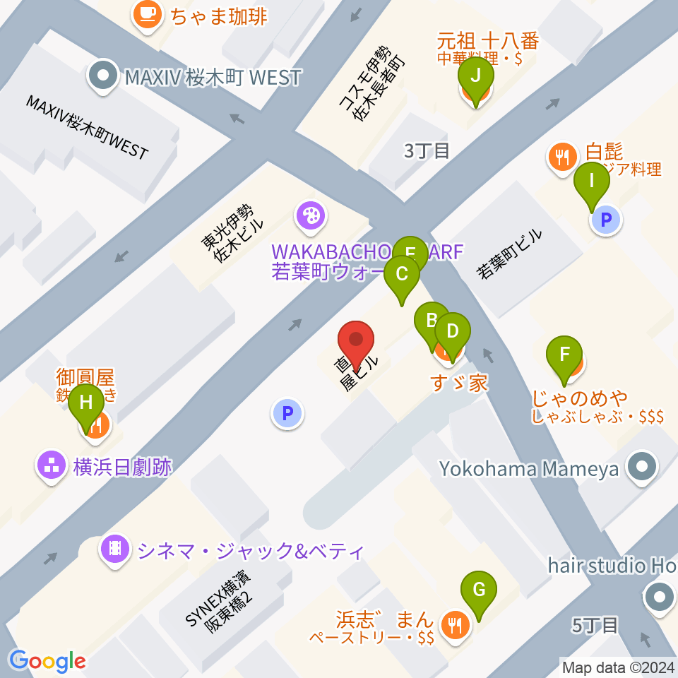 ライブ＆ダイニング シュール周辺のファミレス・ファーストフード一覧地図