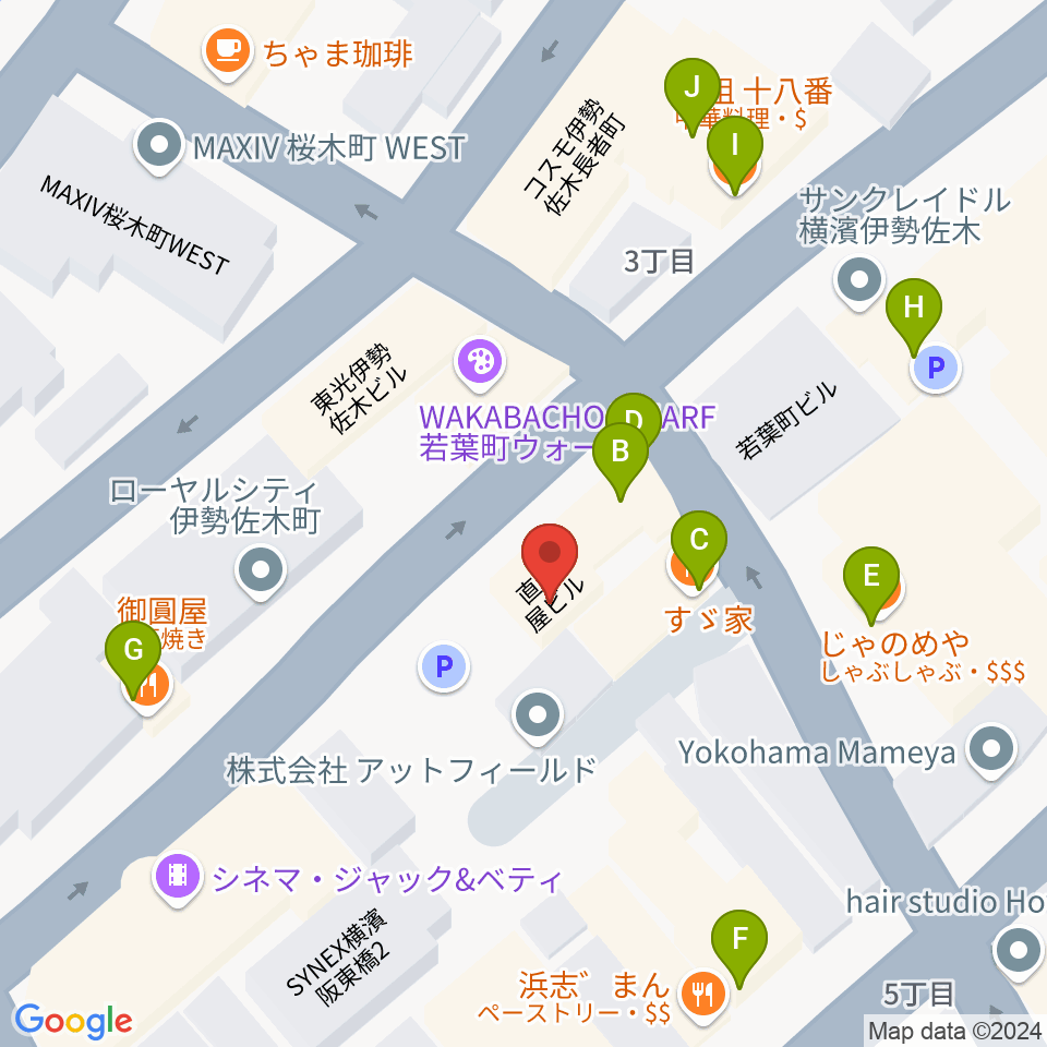 ライブ＆ダイニング シュール周辺のファミレス・ファーストフード一覧地図