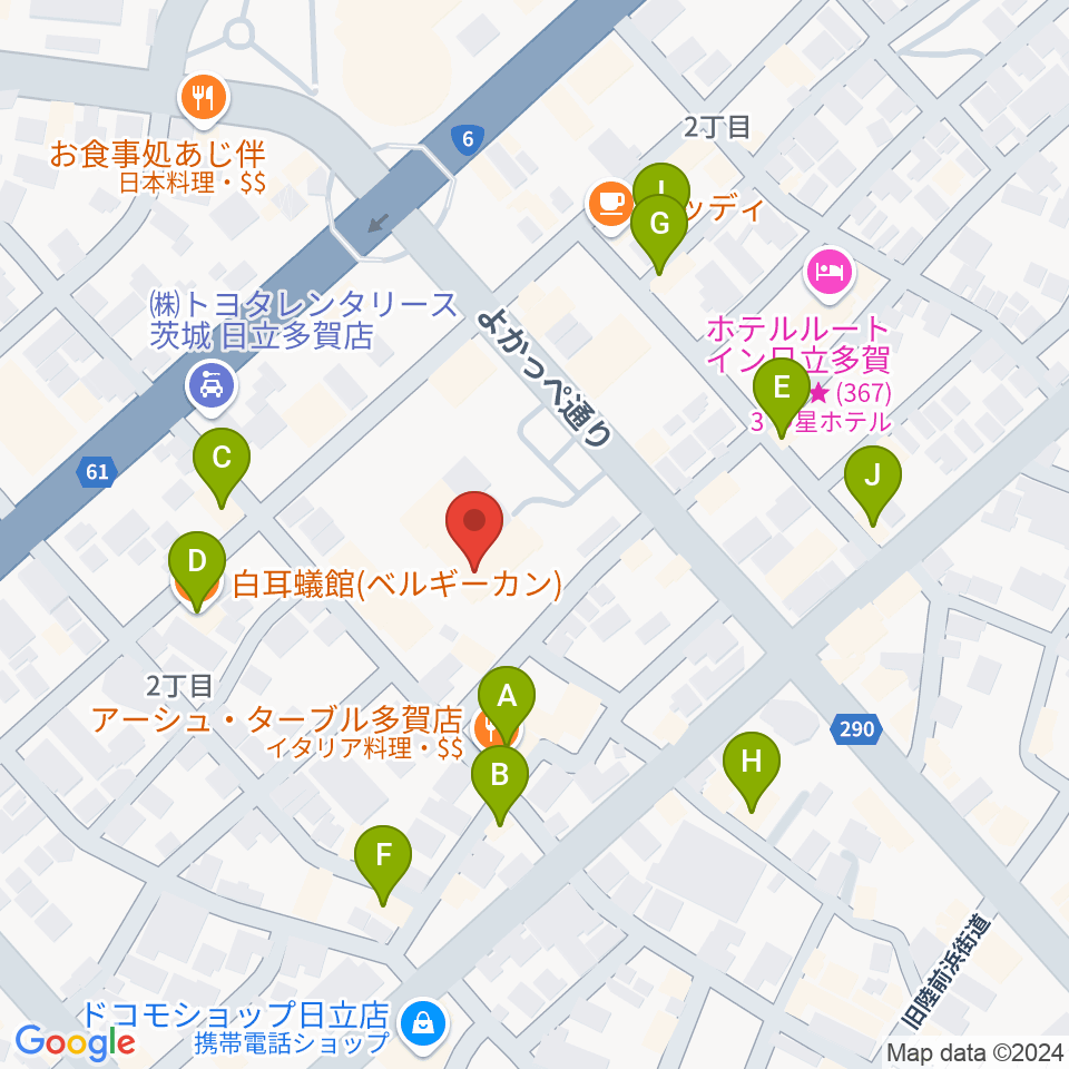 多賀市民会館周辺のファミレス・ファーストフード一覧地図