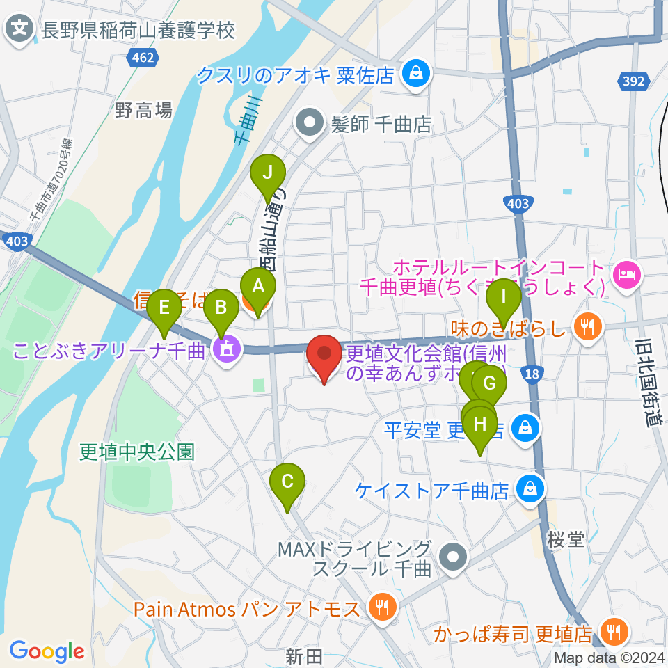 信州の幸あんずホール周辺のファミレス・ファーストフード一覧地図