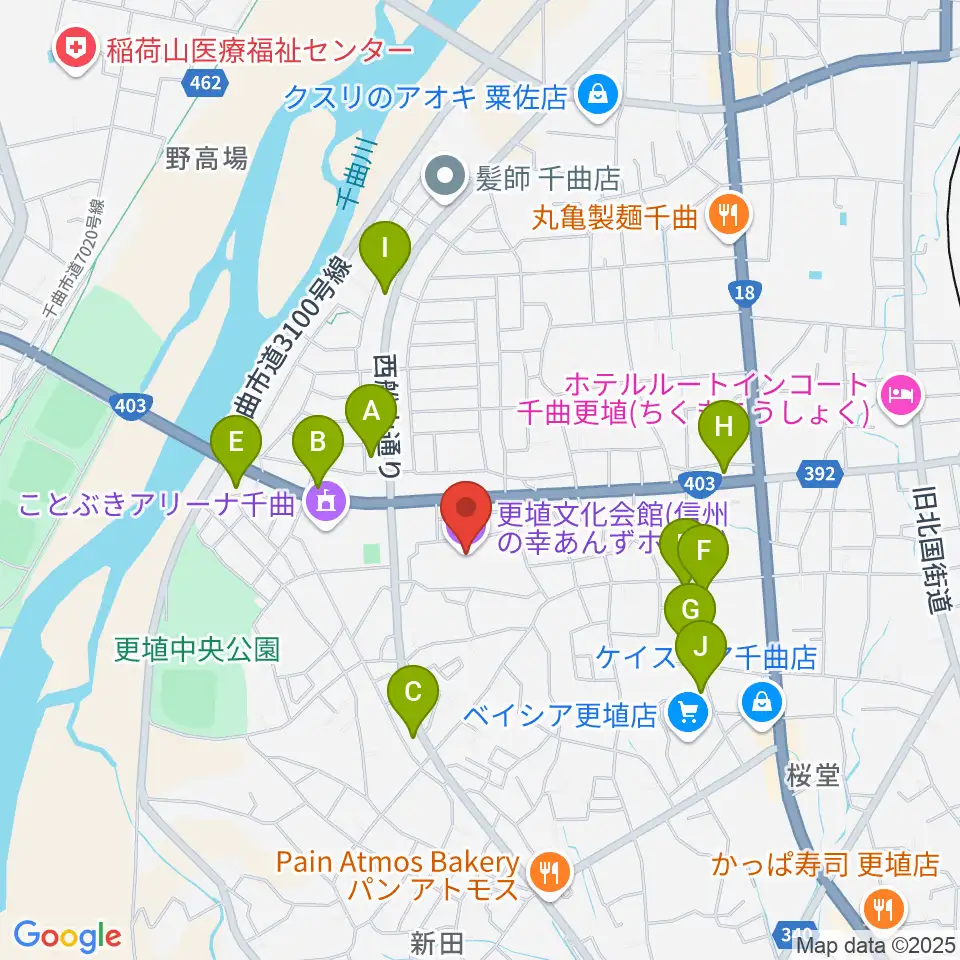 信州の幸あんずホール周辺のファミレス・ファーストフード一覧地図