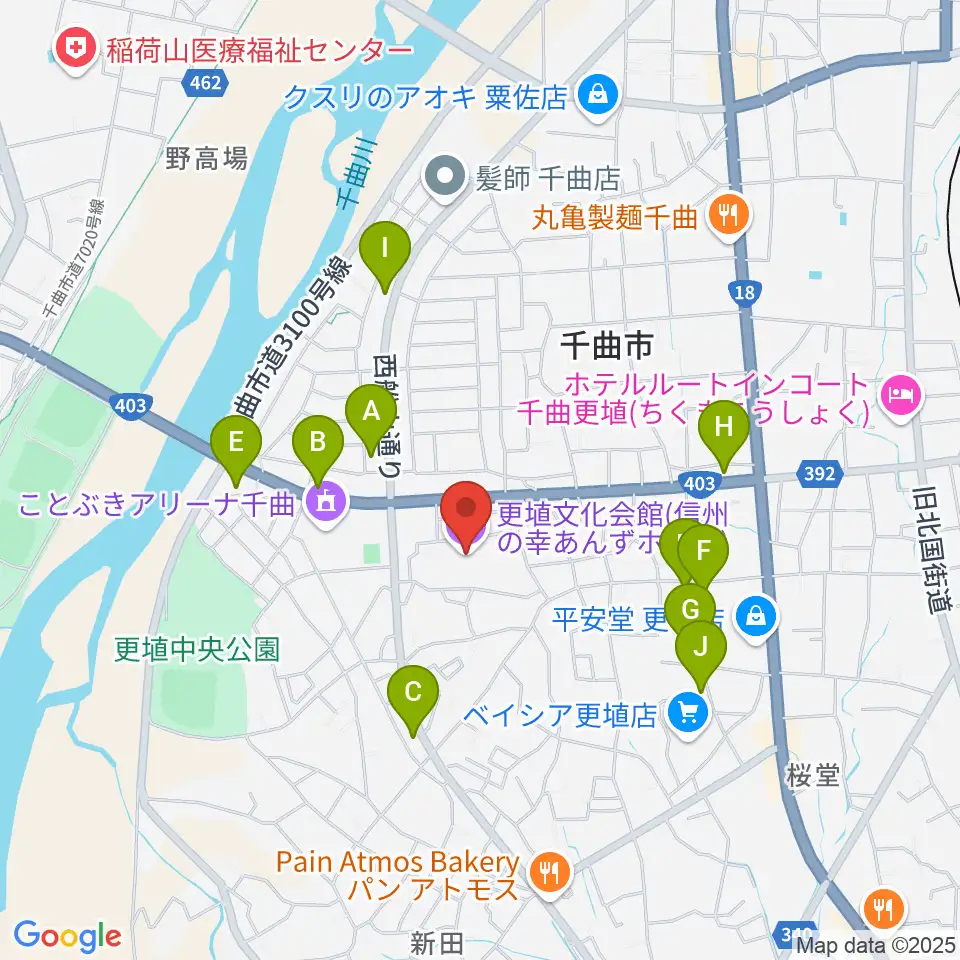信州の幸あんずホール周辺のファミレス・ファーストフード一覧地図