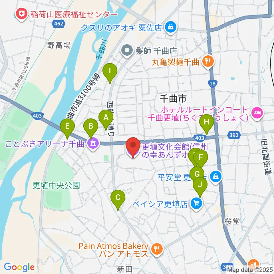 信州の幸あんずホール周辺のファミレス・ファーストフード一覧地図