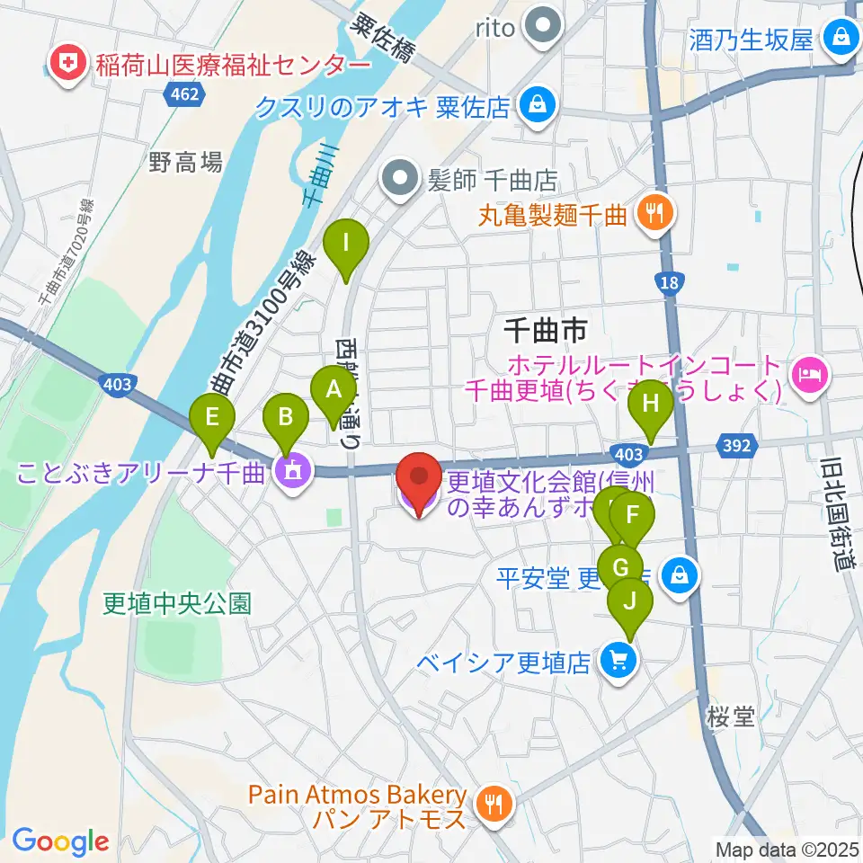 信州の幸あんずホール周辺のファミレス・ファーストフード一覧地図