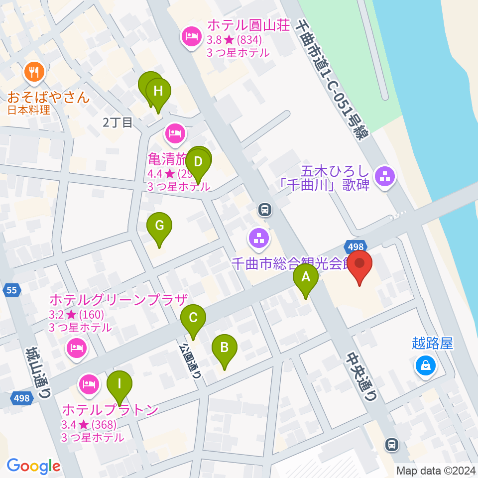 上山田文化会館周辺のファミレス・ファーストフード一覧地図