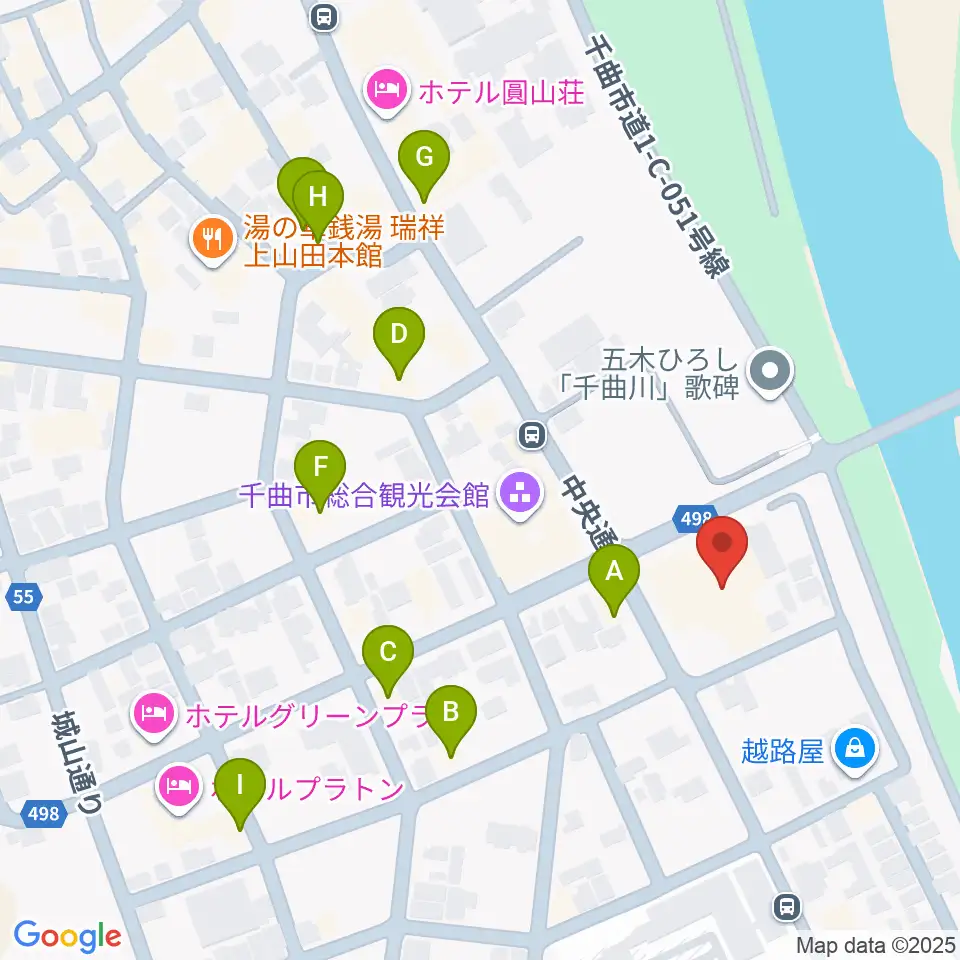 上山田文化会館周辺のファミレス・ファーストフード一覧地図
