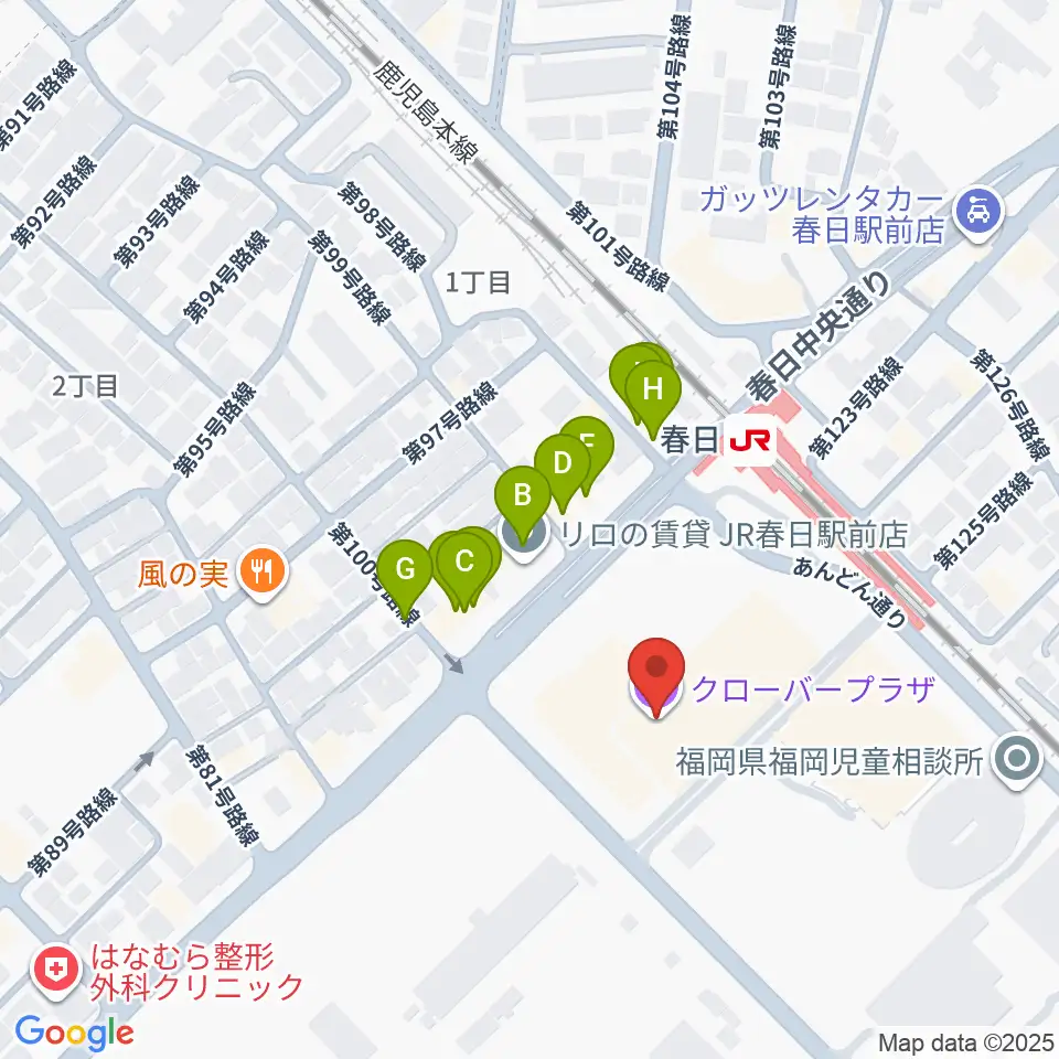 クローバープラザ周辺のファミレス・ファーストフード一覧地図