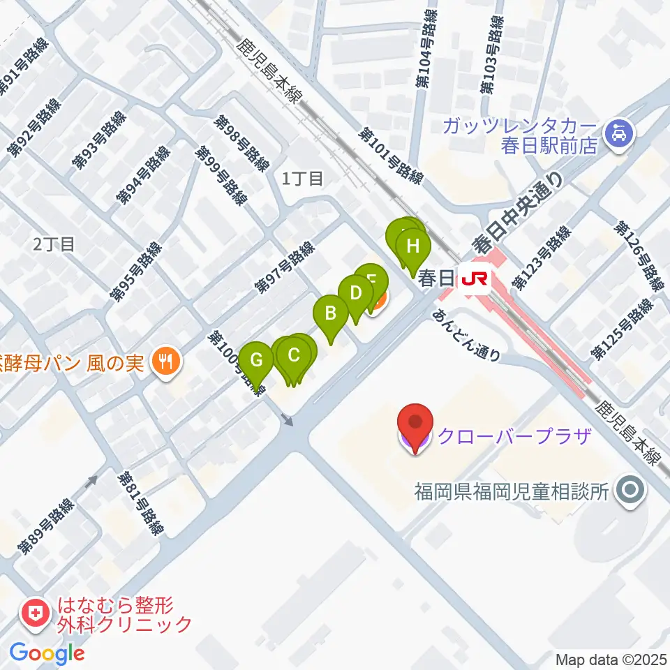 クローバープラザ周辺のファミレス・ファーストフード一覧地図