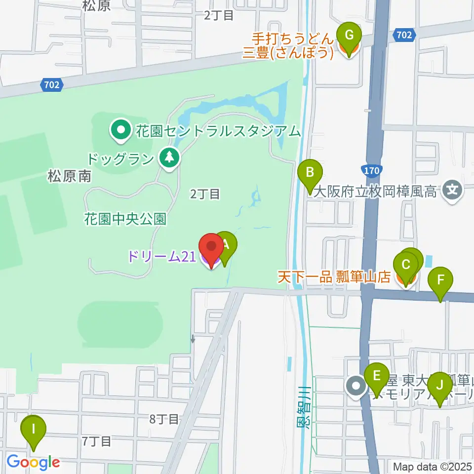 ドリーム21周辺のファミレス・ファーストフード一覧地図