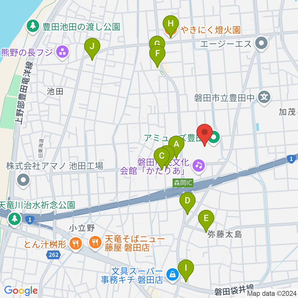 アミューズ豊田周辺のファミレス・ファーストフード一覧地図