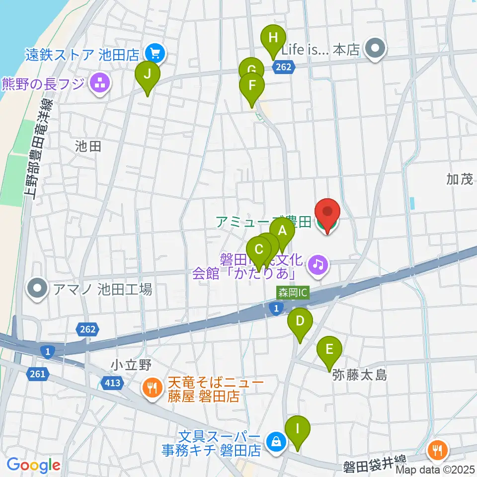 アミューズ豊田周辺のファミレス・ファーストフード一覧地図