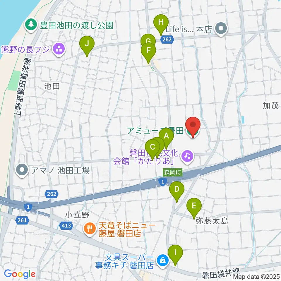 アミューズ豊田周辺のファミレス・ファーストフード一覧地図