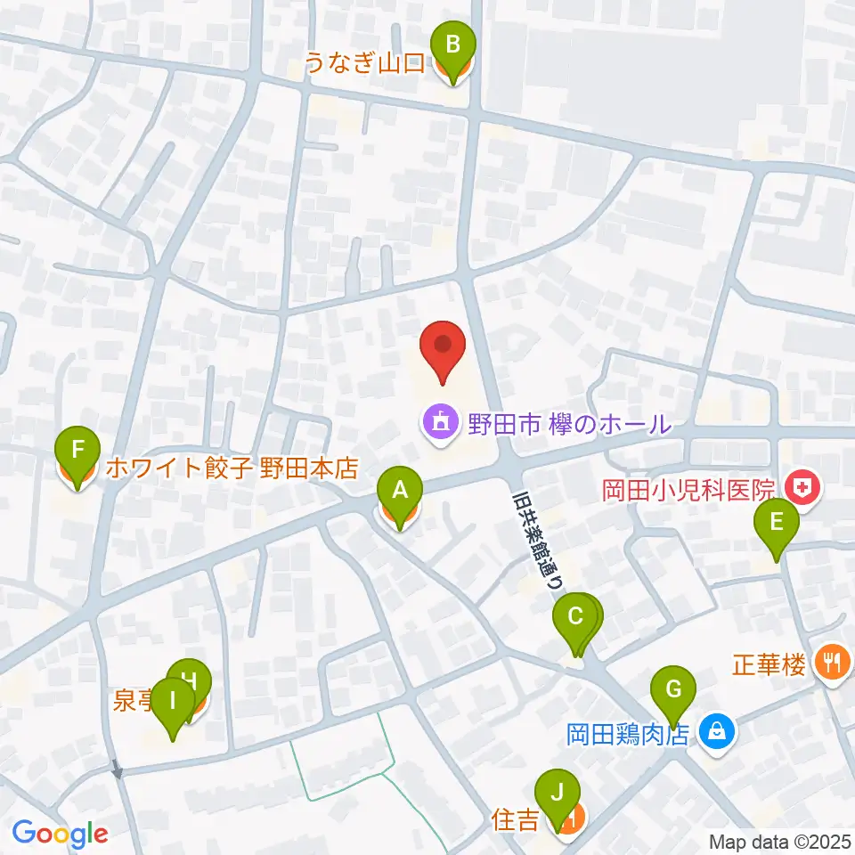 欅のホール周辺のファミレス・ファーストフード一覧地図
