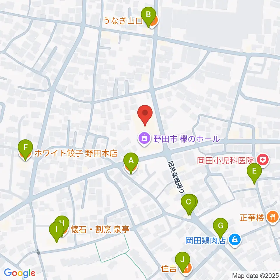 欅のホール周辺のファミレス・ファーストフード一覧地図