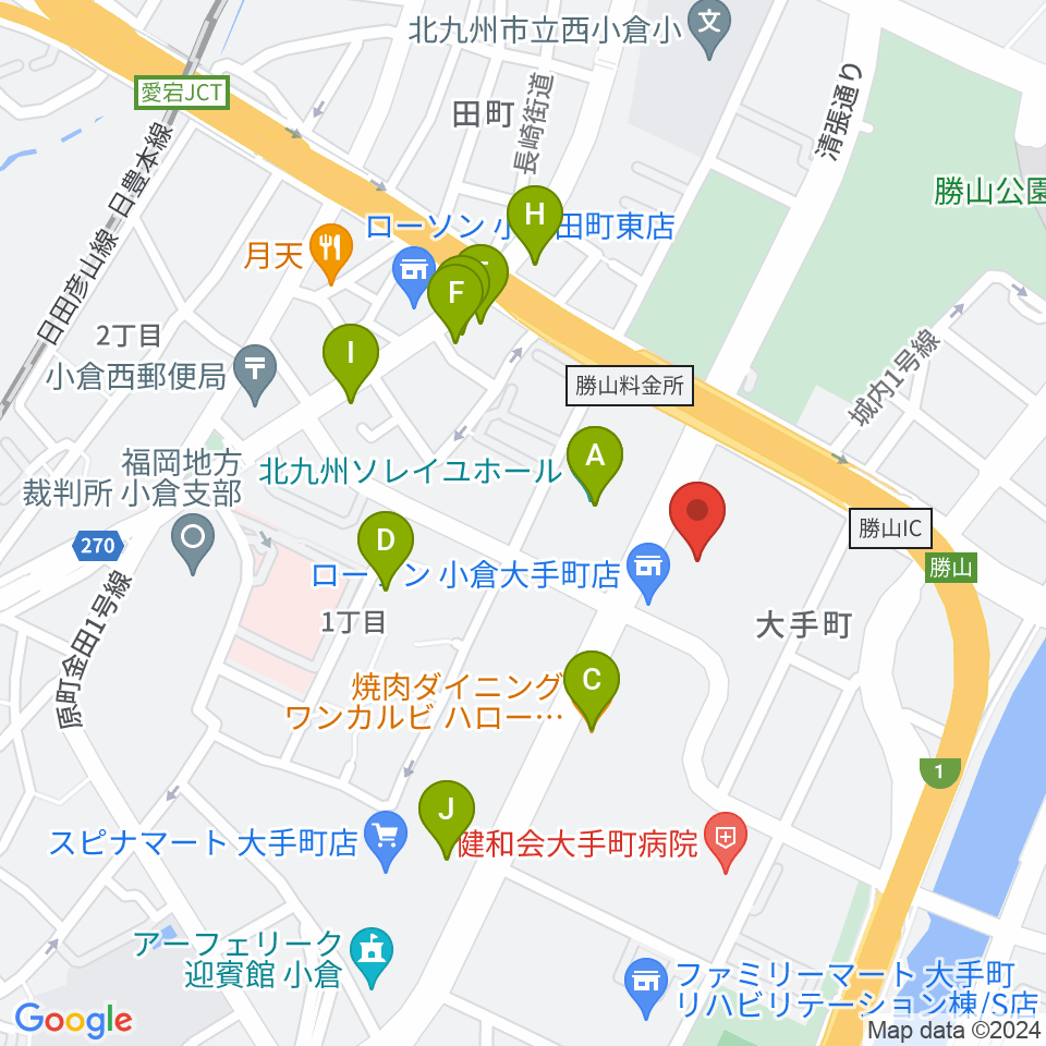 北九州市立男女共同参画センター・ムーブ周辺のファミレス・ファーストフード一覧地図