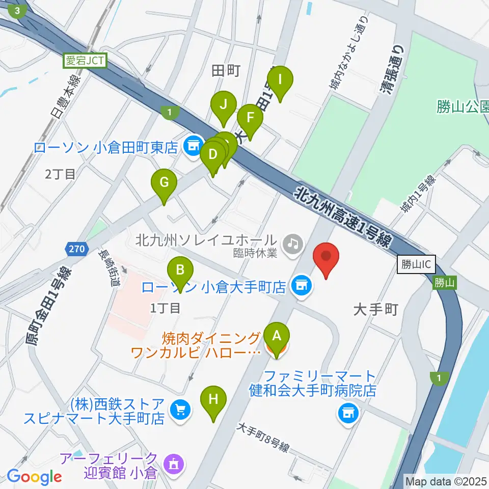 北九州市立男女共同参画センター・ムーブ周辺のファミレス・ファーストフード一覧地図