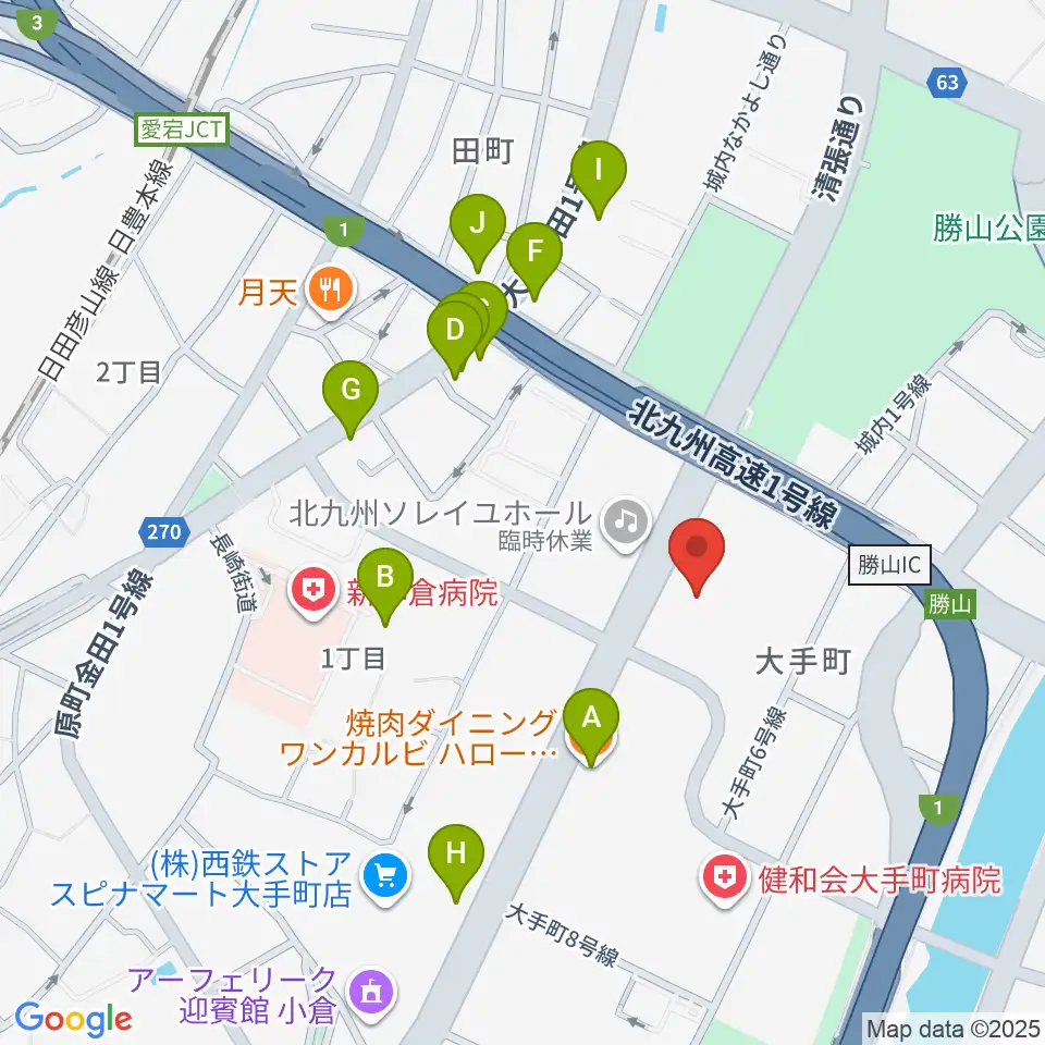 北九州市立男女共同参画センター・ムーブ周辺のファミレス・ファーストフード一覧地図