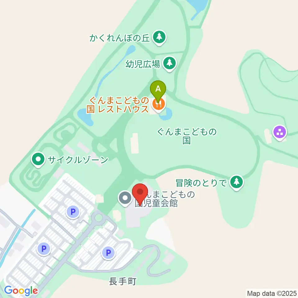 ぐんまこどもの国児童会館周辺のファミレス・ファーストフード一覧地図