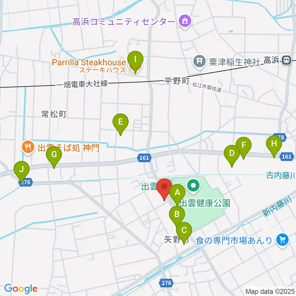 出雲アポロ周辺のファミレス・ファーストフード一覧地図