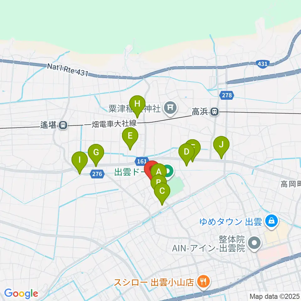 出雲アポロ周辺のファミレス・ファーストフード一覧地図