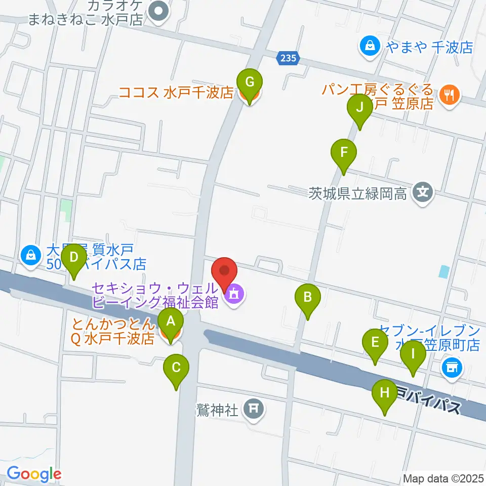 セキショウ・ウェルビーイング福祉会館周辺のファミレス・ファーストフード一覧地図