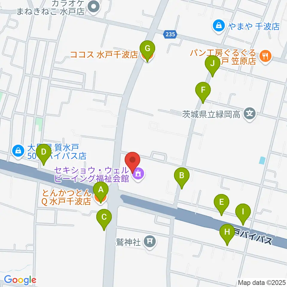 セキショウ・ウェルビーイング福祉会館周辺のファミレス・ファーストフード一覧地図