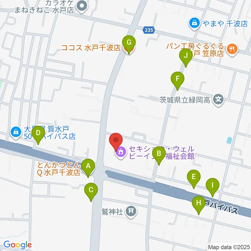 セキショウ・ウェルビーイング福祉会館周辺のファミレス・ファーストフード一覧地図