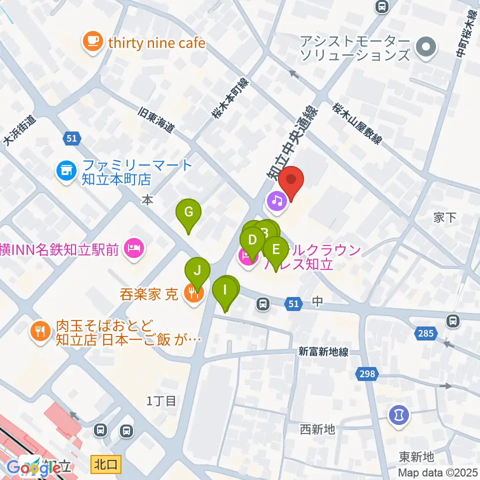 知立リリオ･コンサートホール周辺のファミレス・ファーストフード一覧地図
