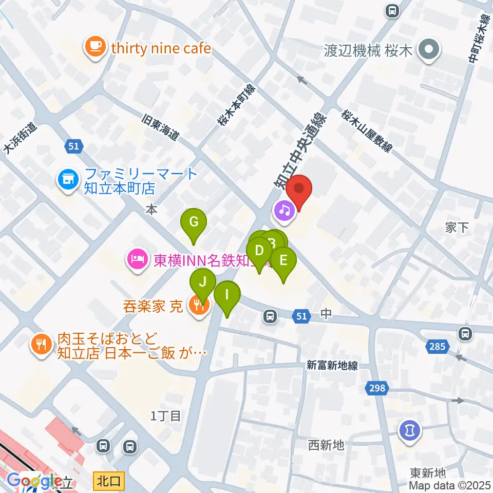 知立リリオ･コンサートホール周辺のファミレス・ファーストフード一覧地図