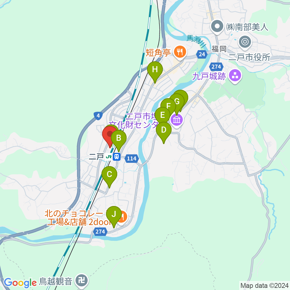 カシオペアメッセ・なにゃーと周辺のファミレス・ファーストフード一覧地図