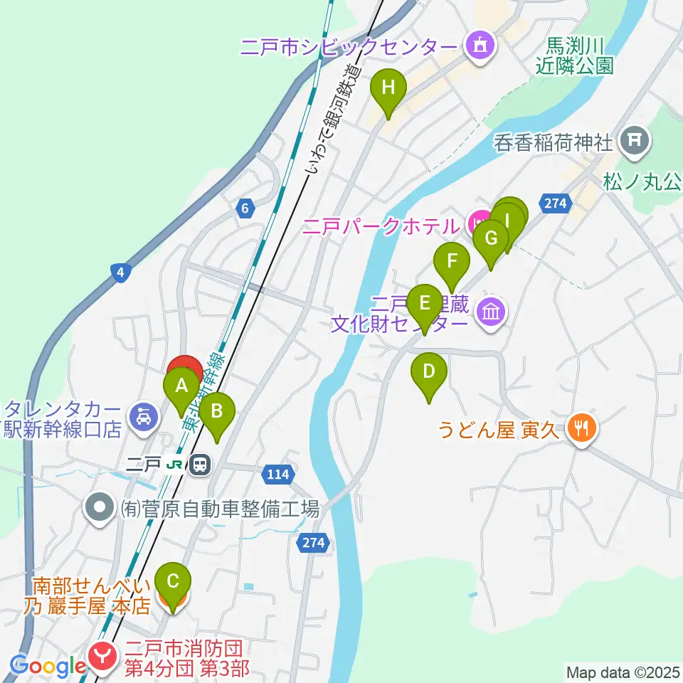 カシオペアメッセ・なにゃーと周辺のファミレス・ファーストフード一覧地図