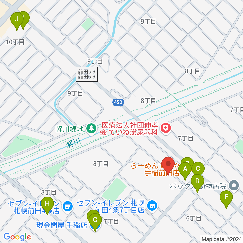 ニューホープ札幌ホール周辺のファミレス・ファーストフード一覧地図