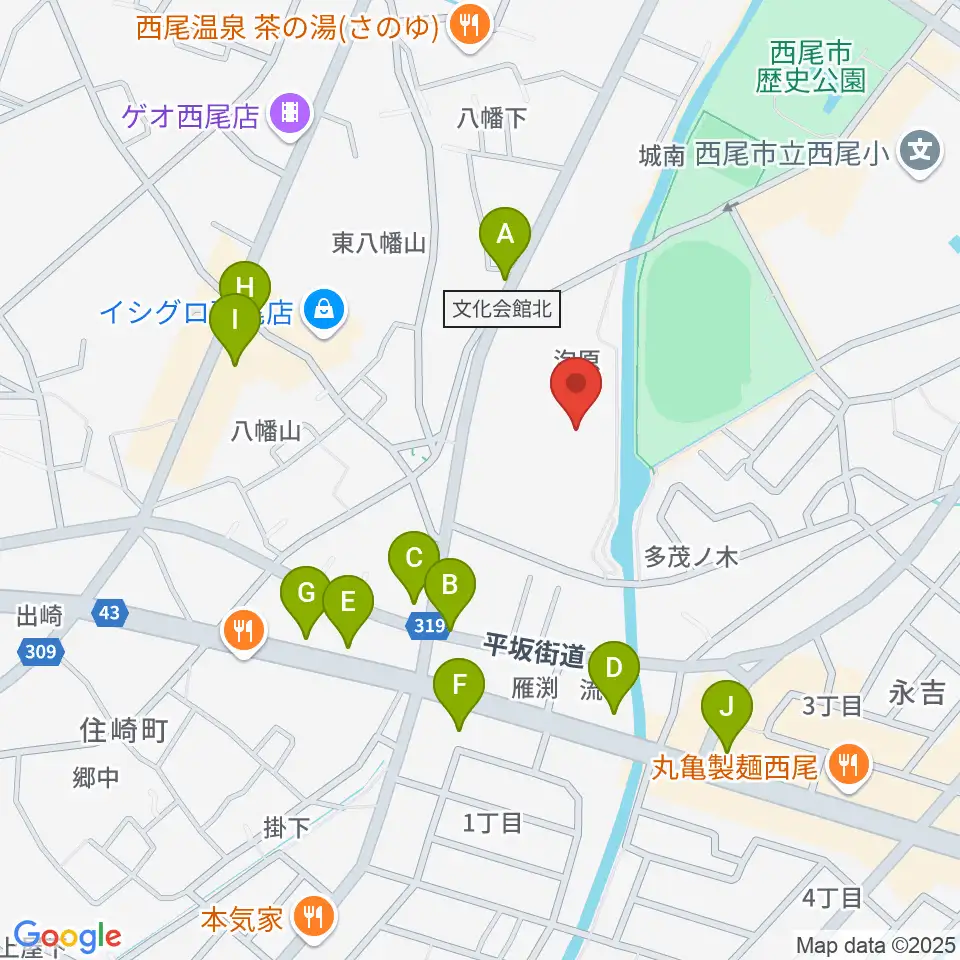 にししん文化会館 茶々っとホール周辺のファミレス・ファーストフード一覧地図