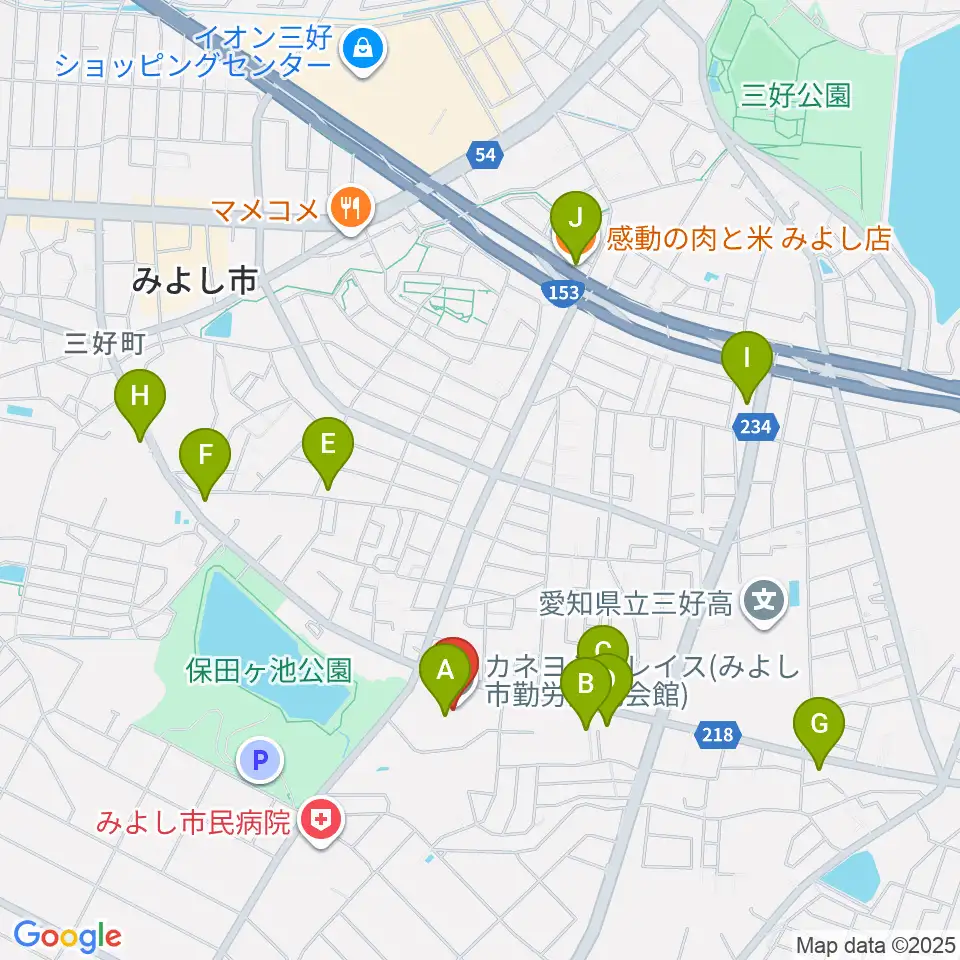 カネヨシプレイス周辺のファミレス・ファーストフード一覧地図