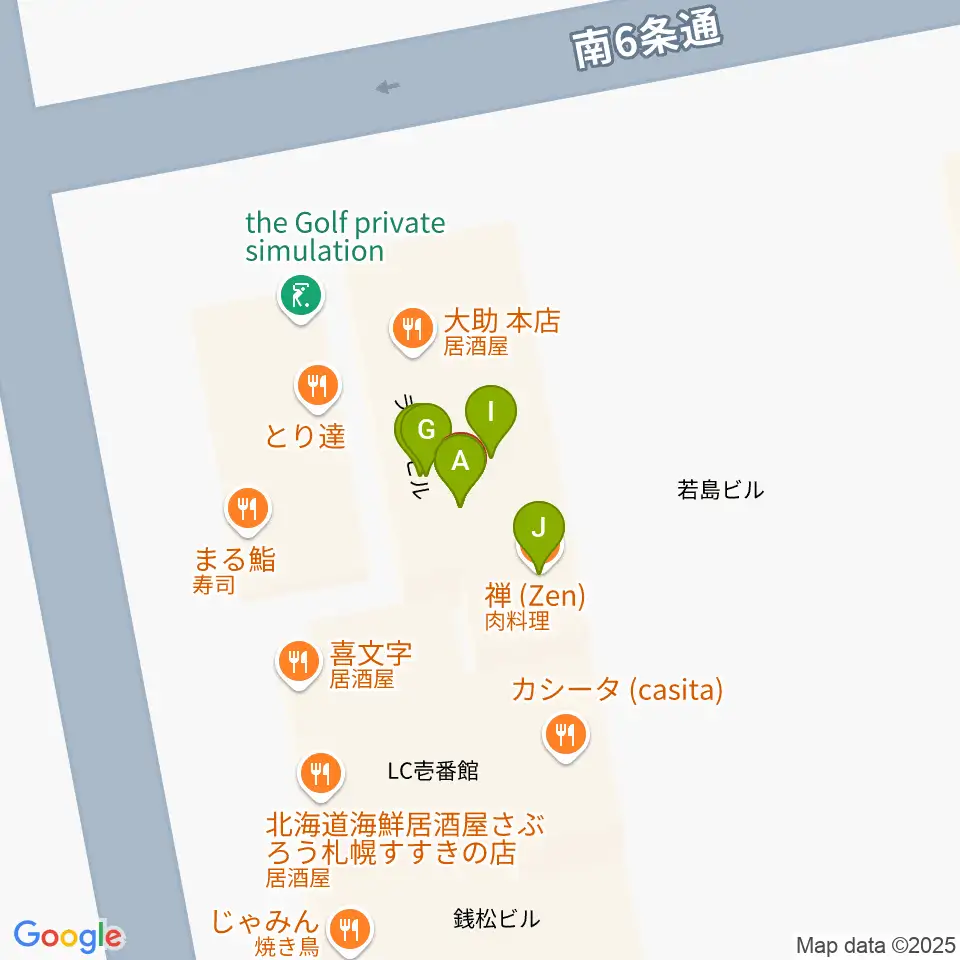 札幌クレイジーモンキー周辺のファミレス・ファーストフード一覧地図